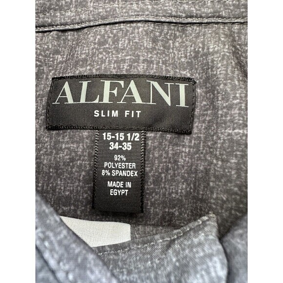 Alfani Mens Slub-Texture Dress Shirt Button Down Charcoal Gray Long Sleeve - Picture 4 of 5